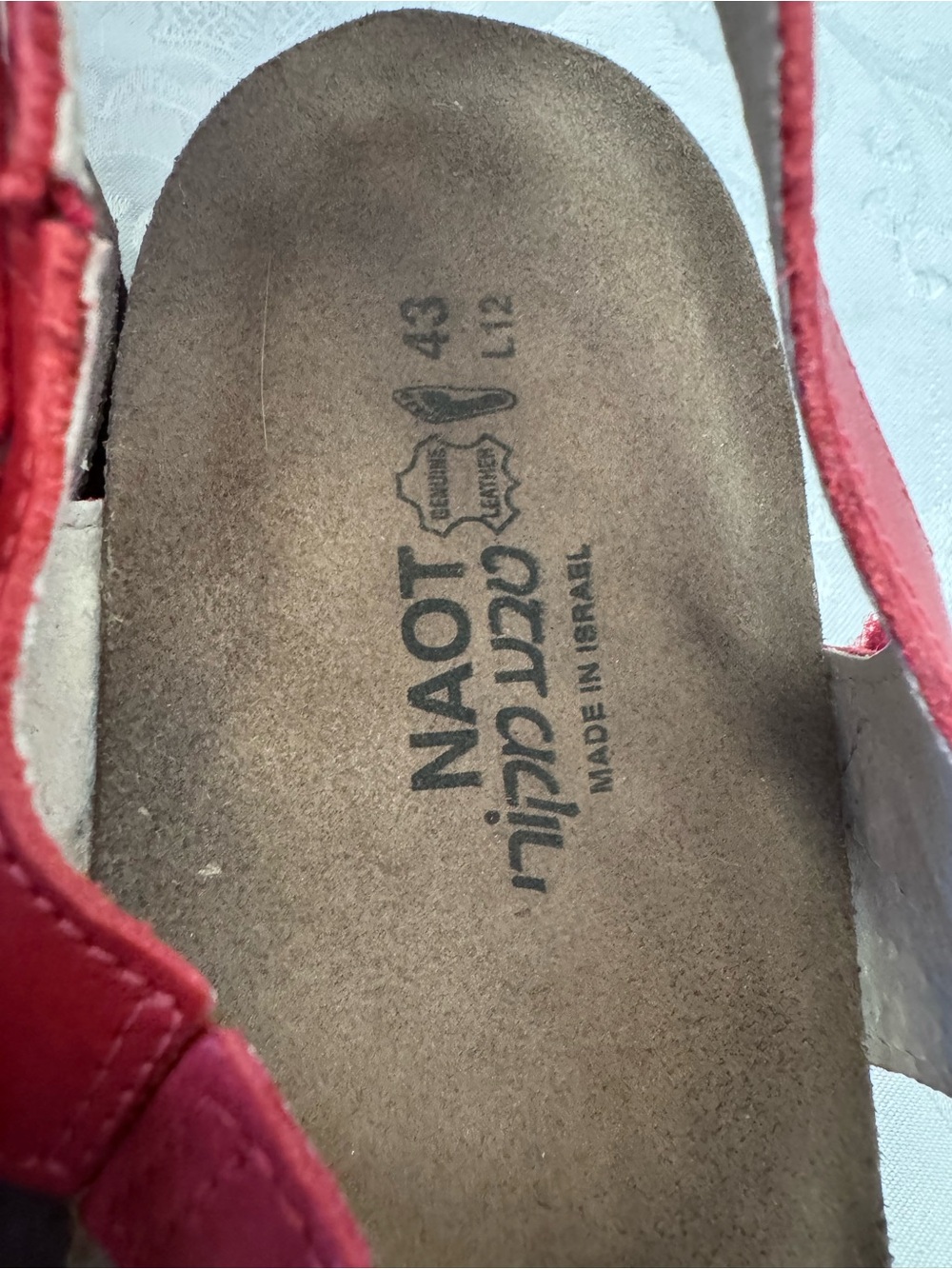 Naot Pamela Kiss Red Leather Comfort Shoe Sandal Size 43 / 12 Bling Leather Cork - Picture 4 of 9